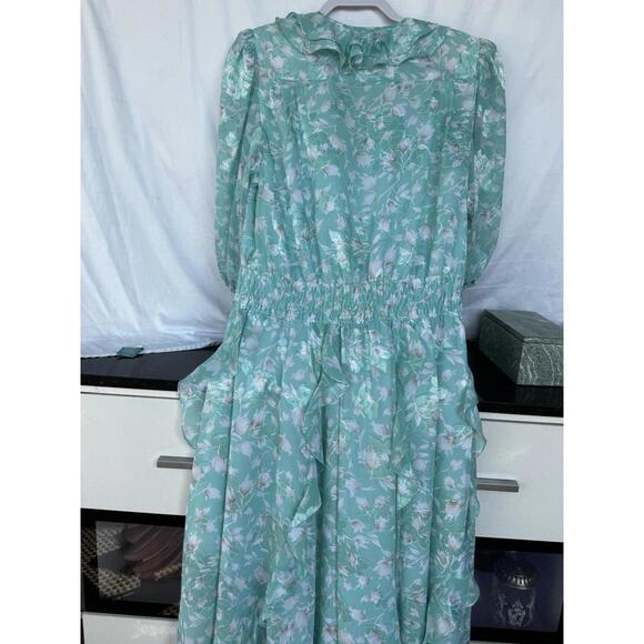 NWT Vtg 80's Montage by Mosaic Women's Mint green Floral Boho Dress Sz S w scarf - Picture 6 of 6